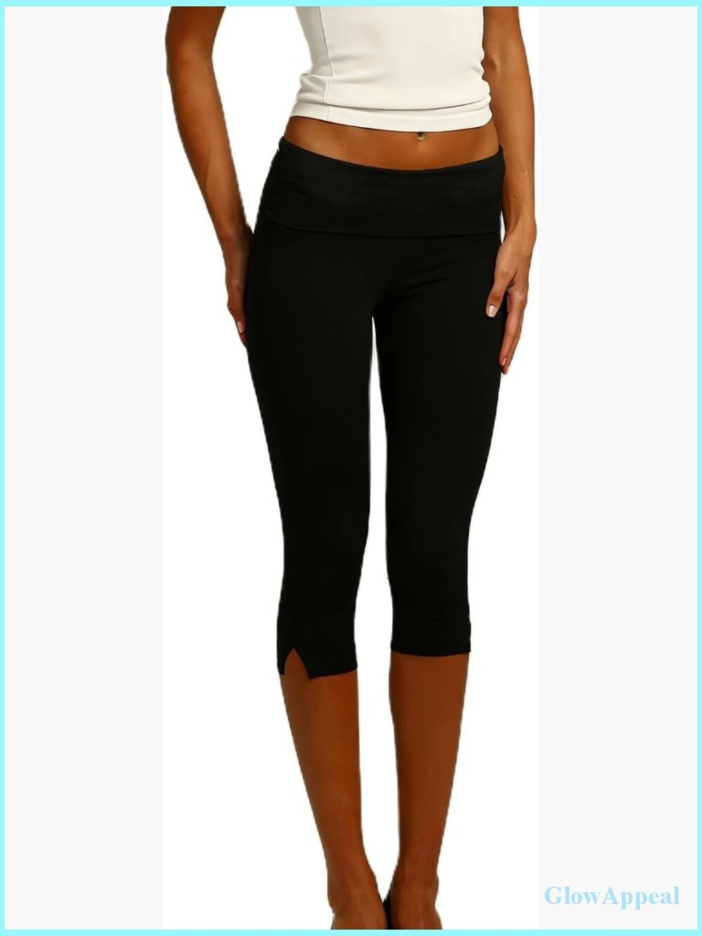 Low Rise Fold Over Yoga Capris Seamless Compression Workout Leggings